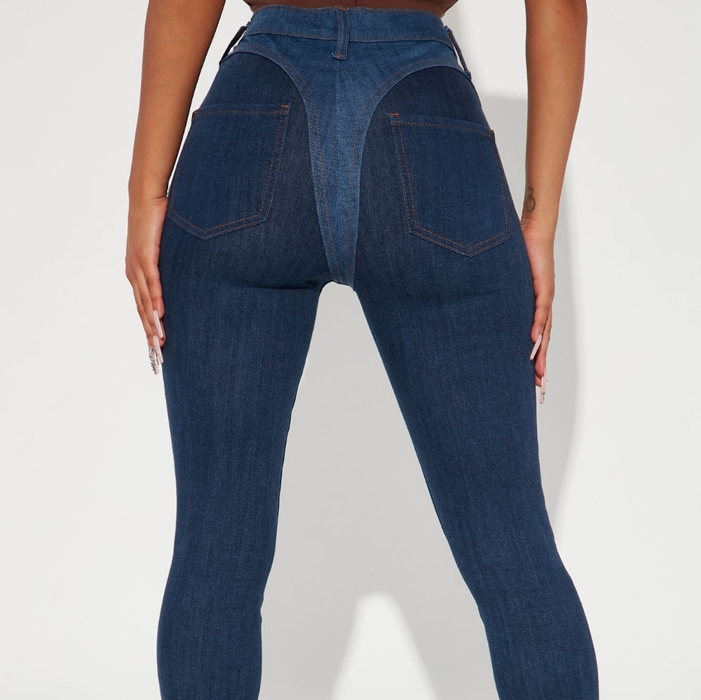 FashionNova Taryn Two Toned Jeans  With Rhinestone Fringe - Size 9